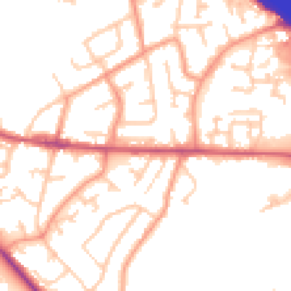 Daytime road noise heatmap for SO30 3GA