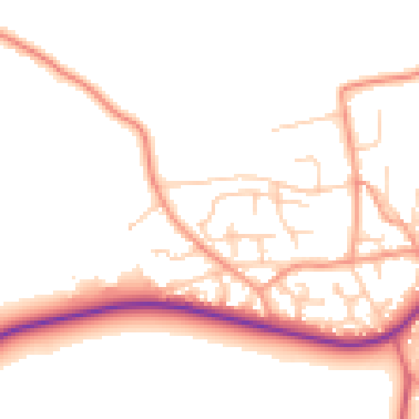 Daytime road noise heatmap for SO41 0LN