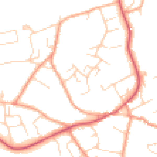 Daytime road noise heatmap for SO41 0WW