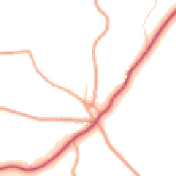 Daytime road noise heatmap for SO41 5RZ
