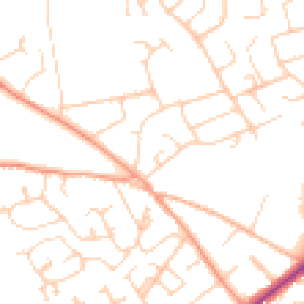 Daytime road noise heatmap for SO41 8HW