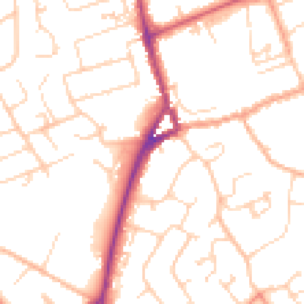 Daytime road noise heatmap for SO41 8JN