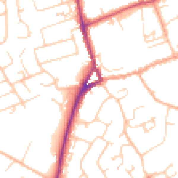 Daytime road noise heatmap for SO41 8JP