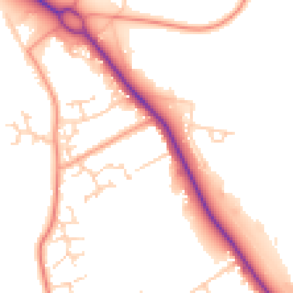 Daytime road noise heatmap for SO45 2AQ
