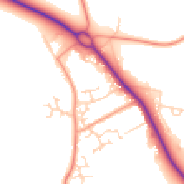 Daytime road noise heatmap for SO45 2EY