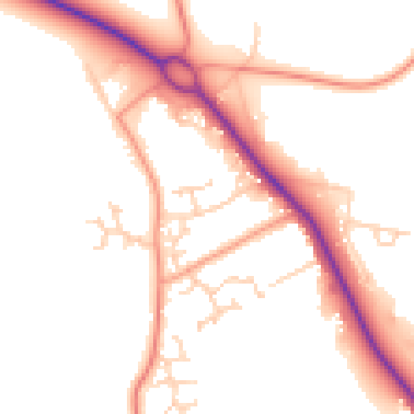 Daytime road noise heatmap for SO45 2EZ