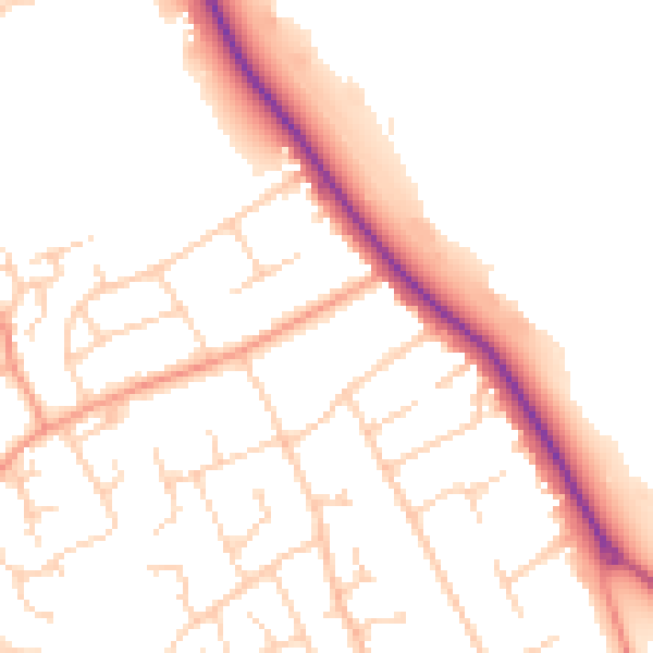 Daytime road noise heatmap for SO45 2NE