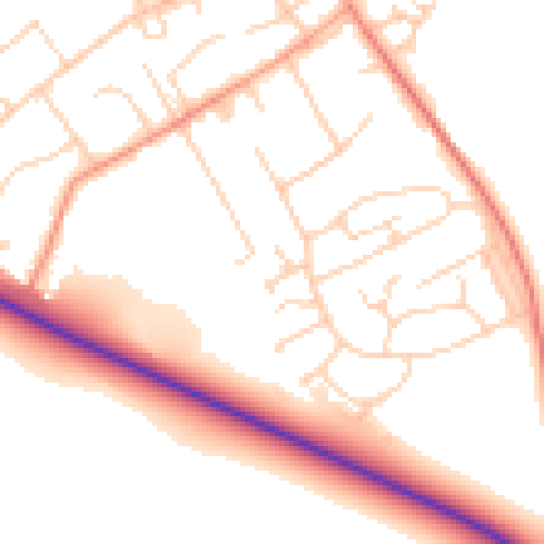 Daytime road noise heatmap for SO45 3PY