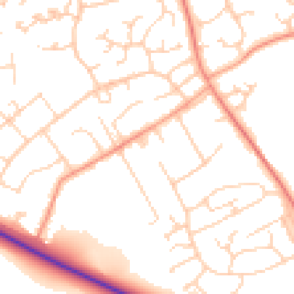 Daytime road noise heatmap for SO45 3QZ