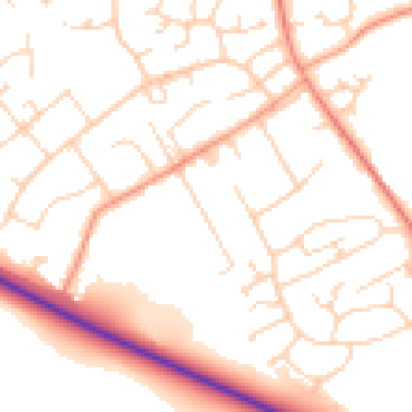 Daytime road noise heatmap for SO45 3RB