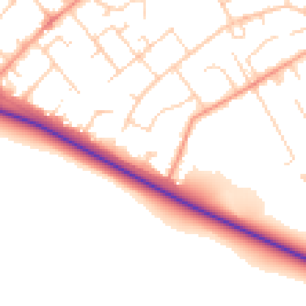 Daytime road noise heatmap for SO45 4AZ