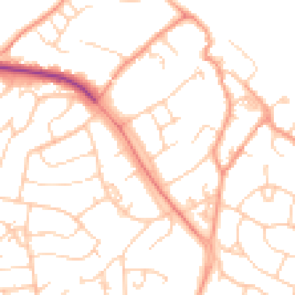 Daytime road noise heatmap for SO45 4HU