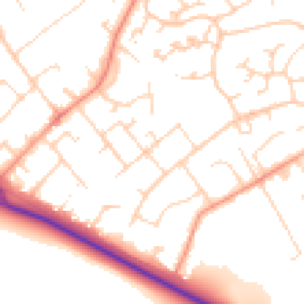 Daytime road noise heatmap for SO45 4JY