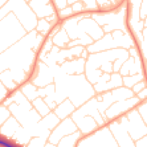 Daytime road noise heatmap for SO45 4NN