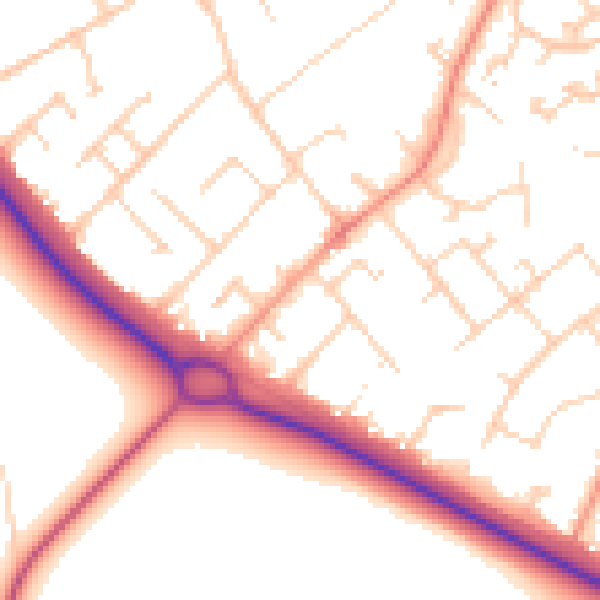 Daytime road noise heatmap for SO45 4PW