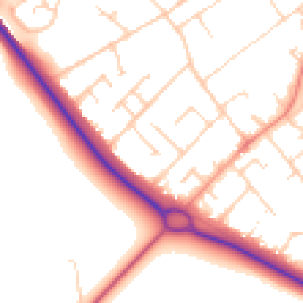 Daytime road noise heatmap for SO45 4RX