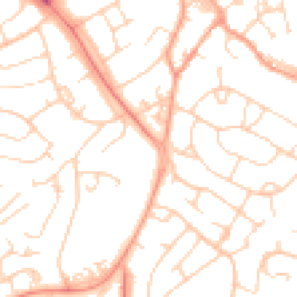 Daytime road noise heatmap for SO45 5GQ