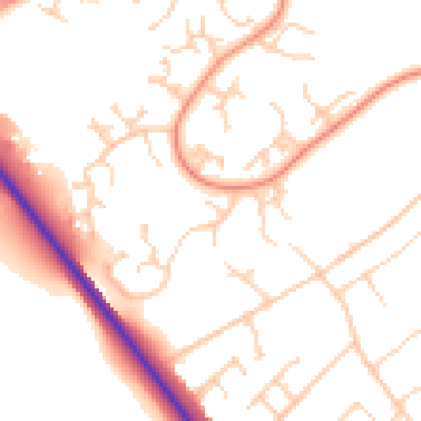 Daytime road noise heatmap for SO45 5SQ