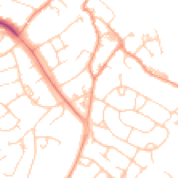 Daytime road noise heatmap for SO45 6GR