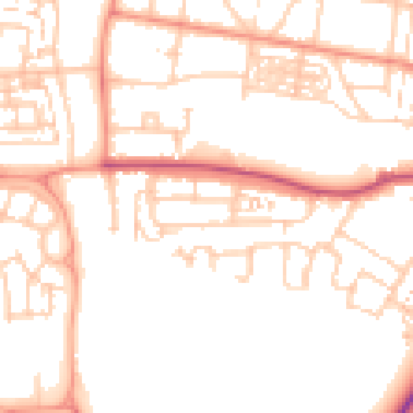 Daytime road noise heatmap for SO50 5BQ