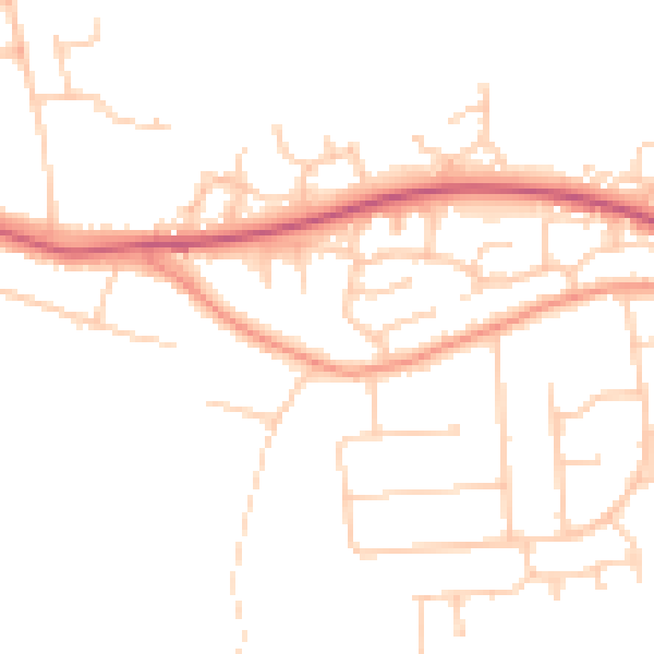 Daytime road noise heatmap for SO50 8JQ