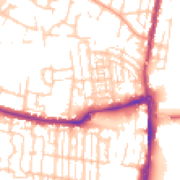 Daytime road noise heatmap for SO50 9AQ