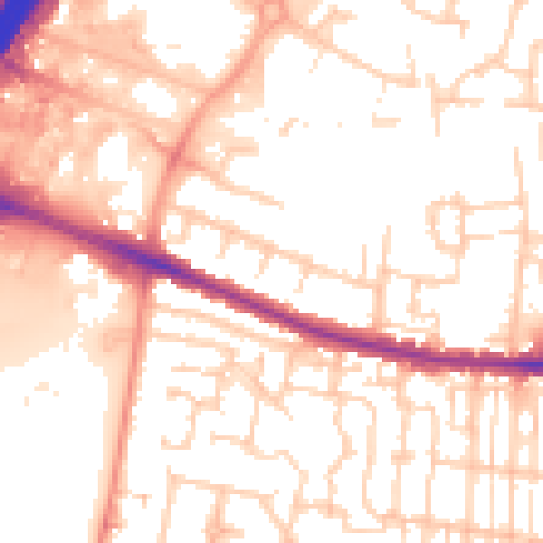 Daytime road noise heatmap for SO50 9EF
