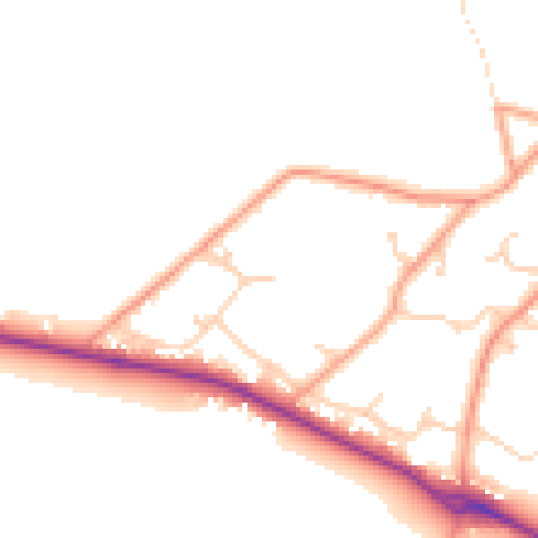 Daytime road noise heatmap for SO51 6GW