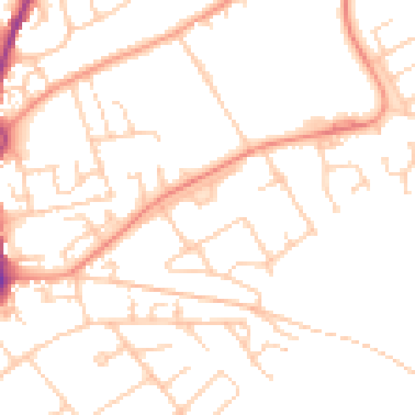 Daytime road noise heatmap for SP10 2PJ