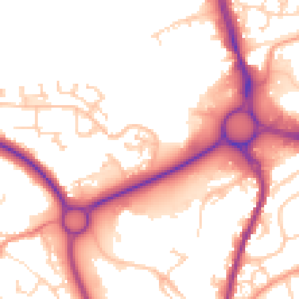 Daytime road noise heatmap for SP10 3UU
