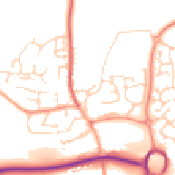 Daytime road noise heatmap for SP10 4DY