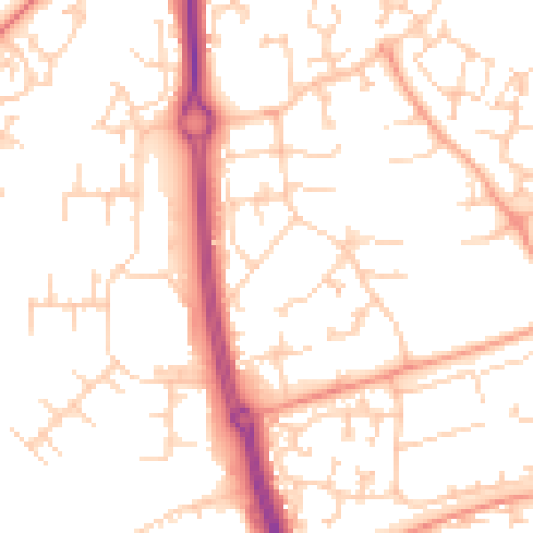 Daytime road noise heatmap for SP10 5JN