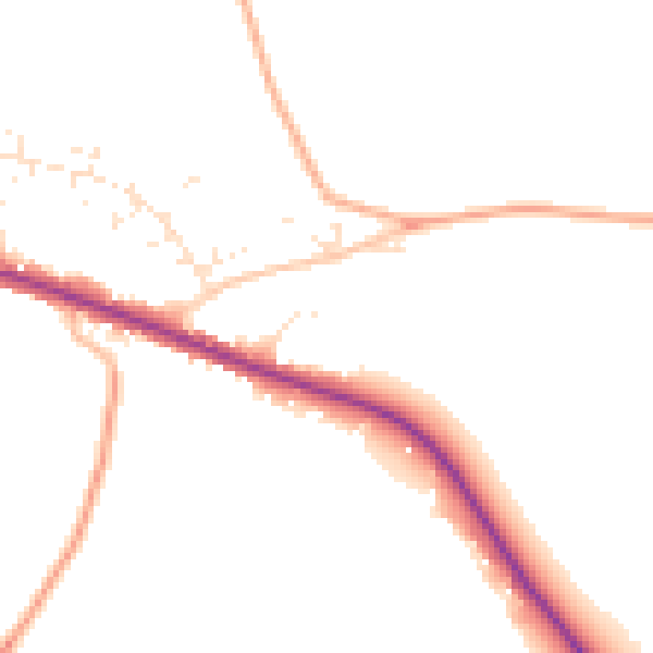 Daytime road noise heatmap for SP11 9PB