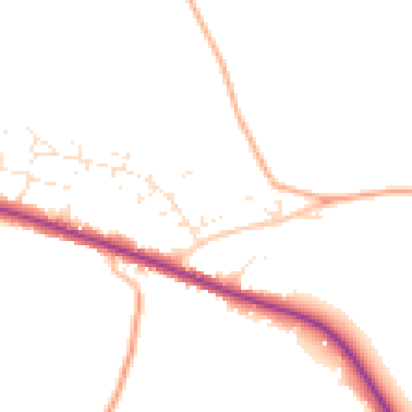 Daytime road noise heatmap for SP11 9PQ