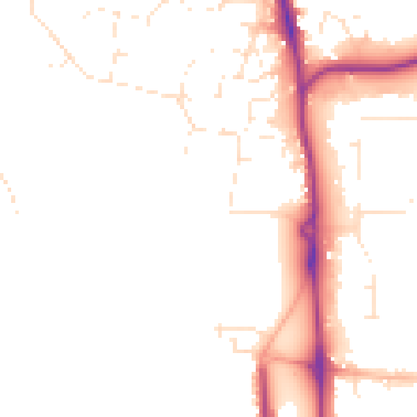 Daytime road noise heatmap for SP9 7EN