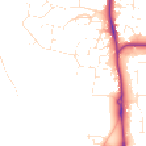 Daytime road noise heatmap for SP9 7ET