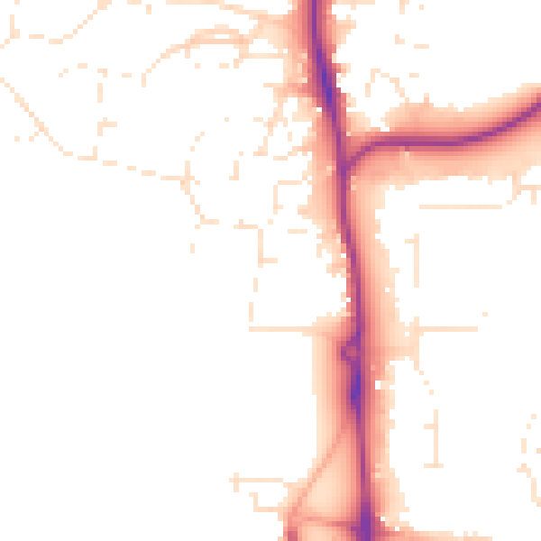 Daytime road noise heatmap for SP9 7EW