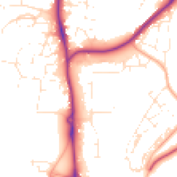 Daytime road noise heatmap for SP9 7FA