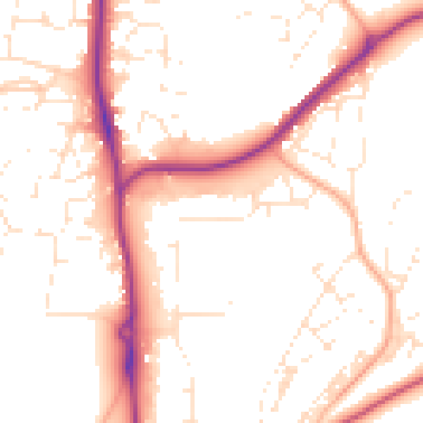 Daytime road noise heatmap for SP9 7FE