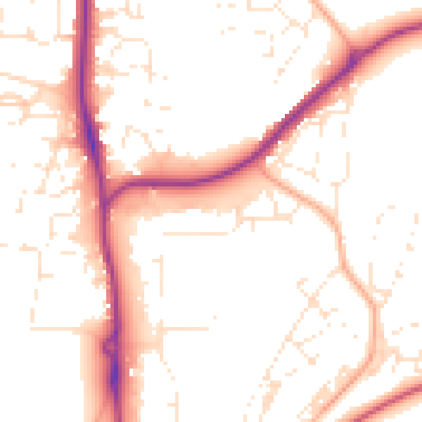 Daytime road noise heatmap for SP9 7FF