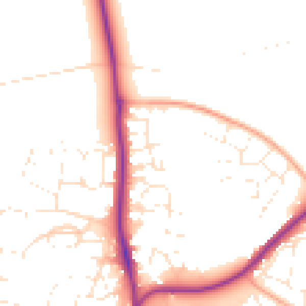 Daytime road noise heatmap for SP9 7FP
