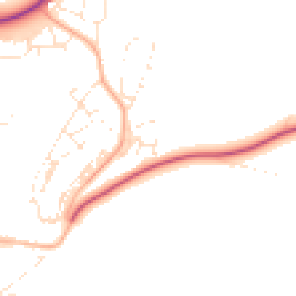Daytime road noise heatmap for SP9 7GB