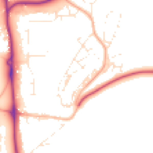 Daytime road noise heatmap for SP9 7GF