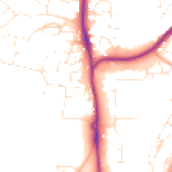 Daytime road noise heatmap for SP9 7LE