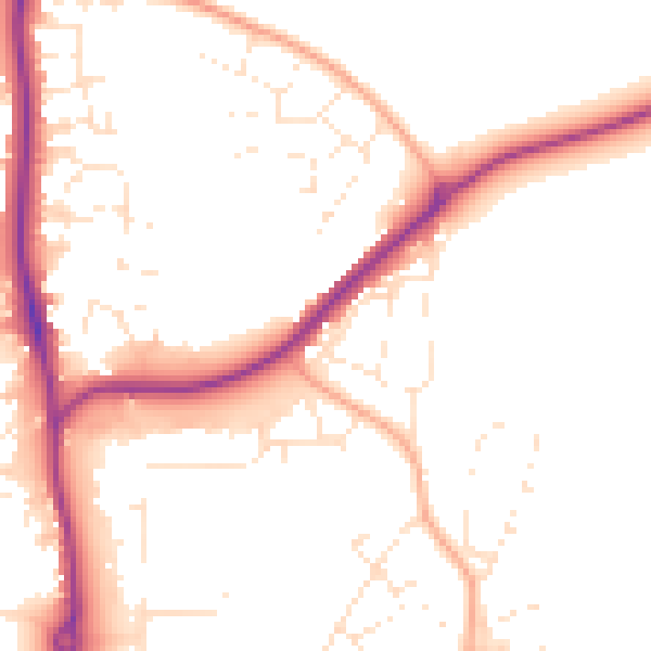 Daytime road noise heatmap for SP9 7LZ