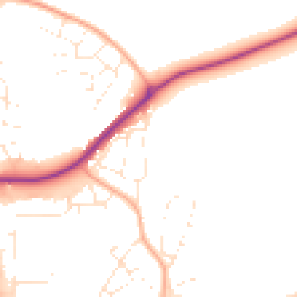 Daytime road noise heatmap for SP9 7NB
