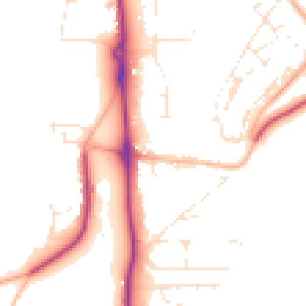 Daytime road noise heatmap for SP9 7NN