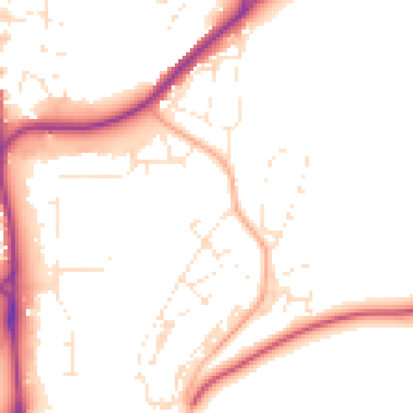 Daytime road noise heatmap for SP9 7PE
