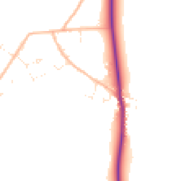 Daytime road noise heatmap for SP9 7UJ