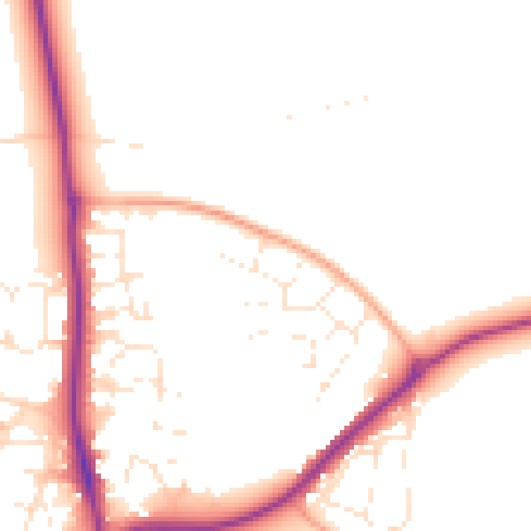 Daytime road noise heatmap for SP9 7WL